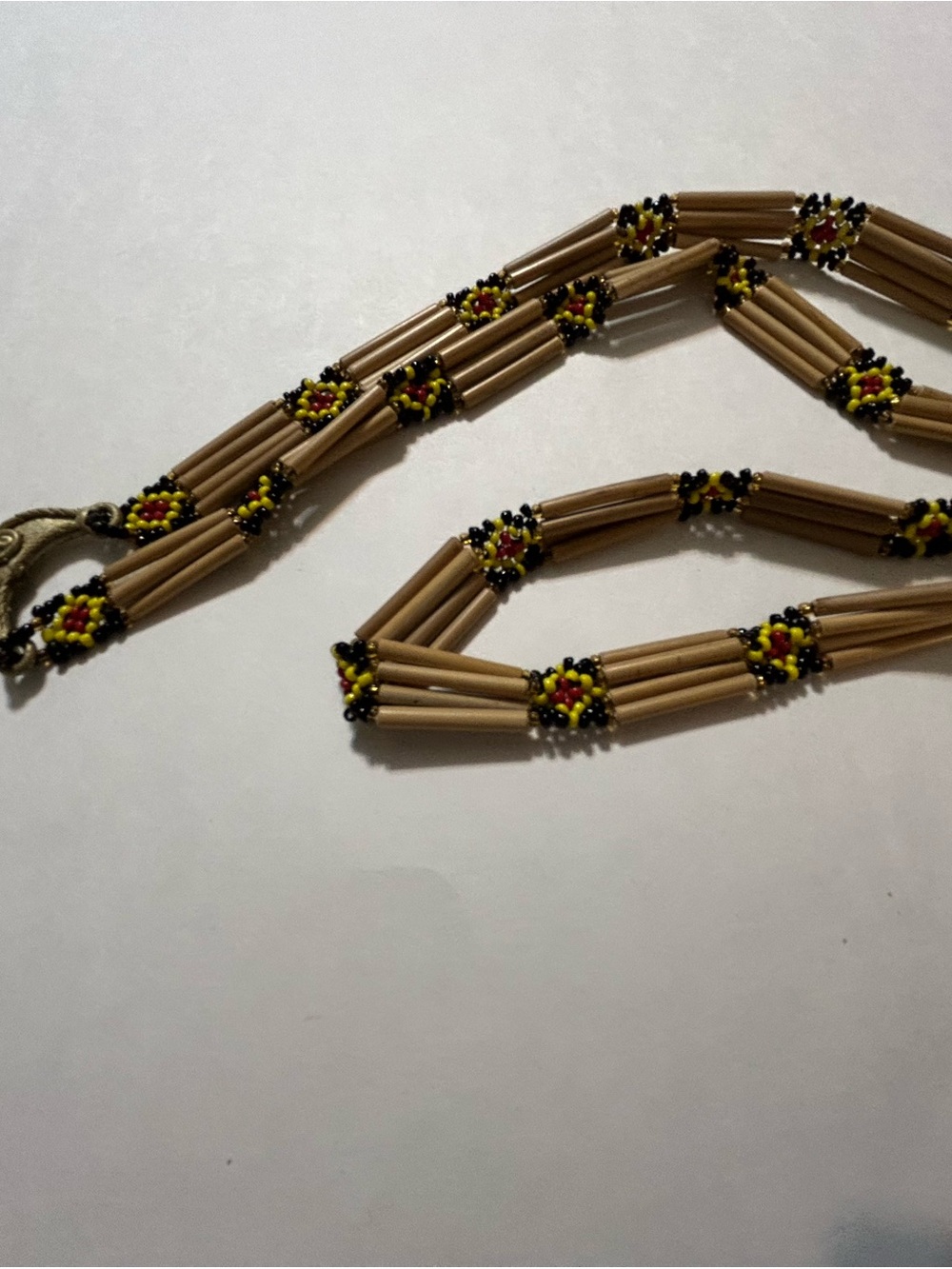 Authentic T'boli Tribal Bamboo Beaded Necklace Brass Bells South Cotabato